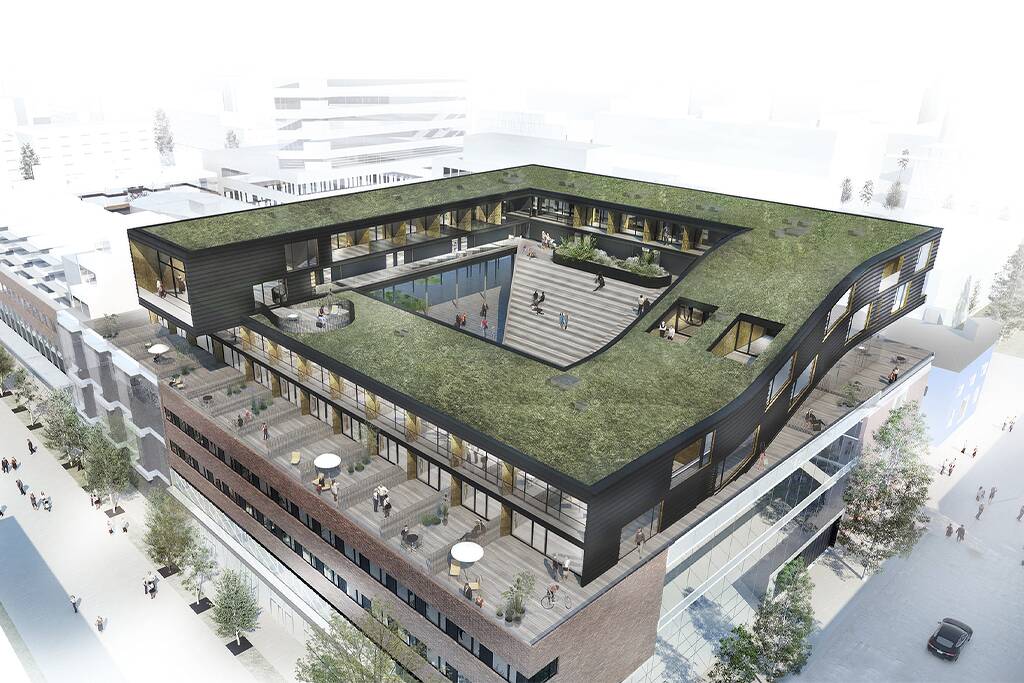 Gestaltningsskiss bostadsprojektet Glitne i centrala Umeå.
